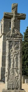 Mittelalterliches Kreuz der Legende des Hahns